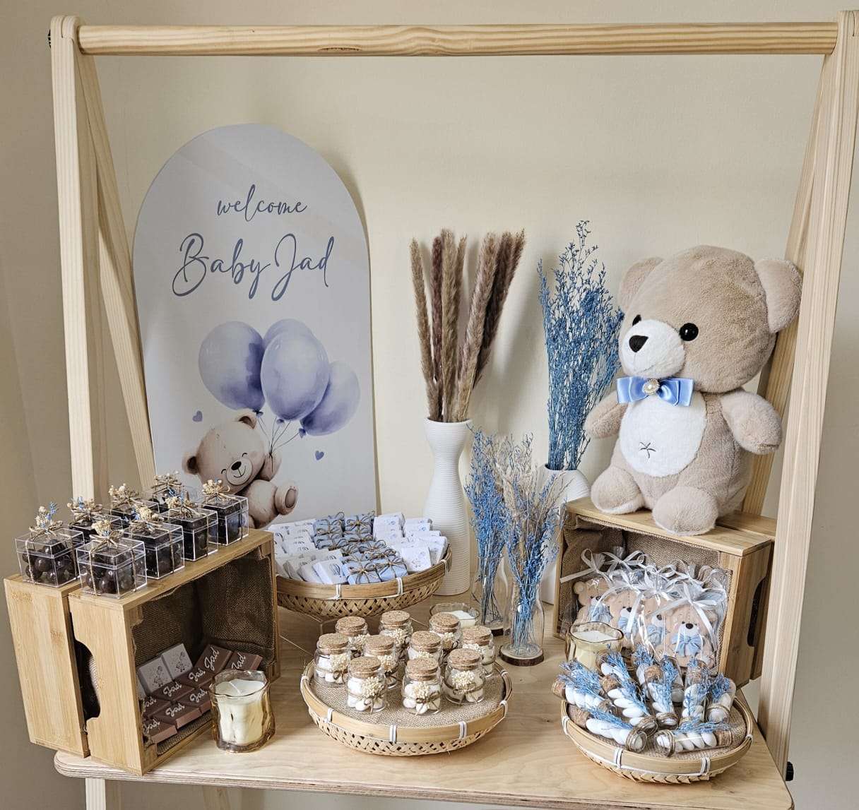 Teddy bear newborn chocolate setup - whole setup