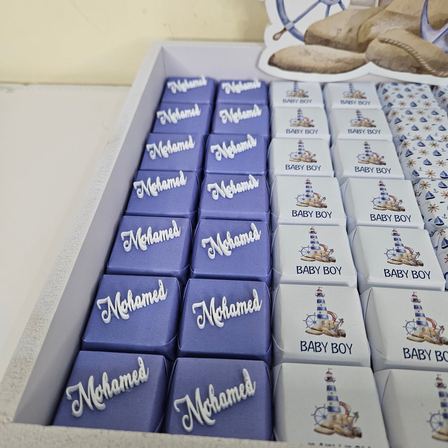 Newborn Chocolate Arrangements - Marine Theme- Baby's name