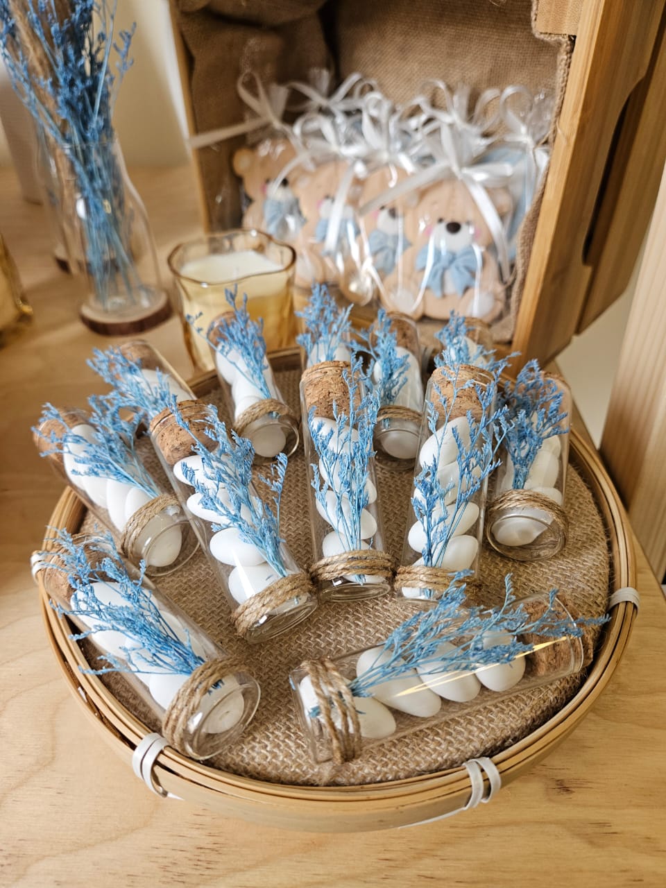 Teddy bear newborn chocolate setup- jars