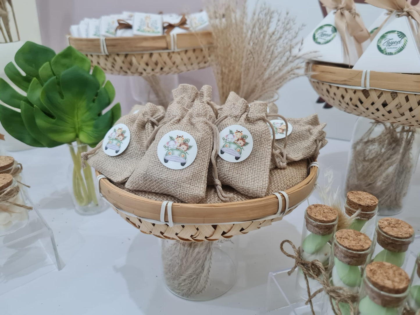 Giraffe Theme Newborn Chocolate setup- Jute fabric bags