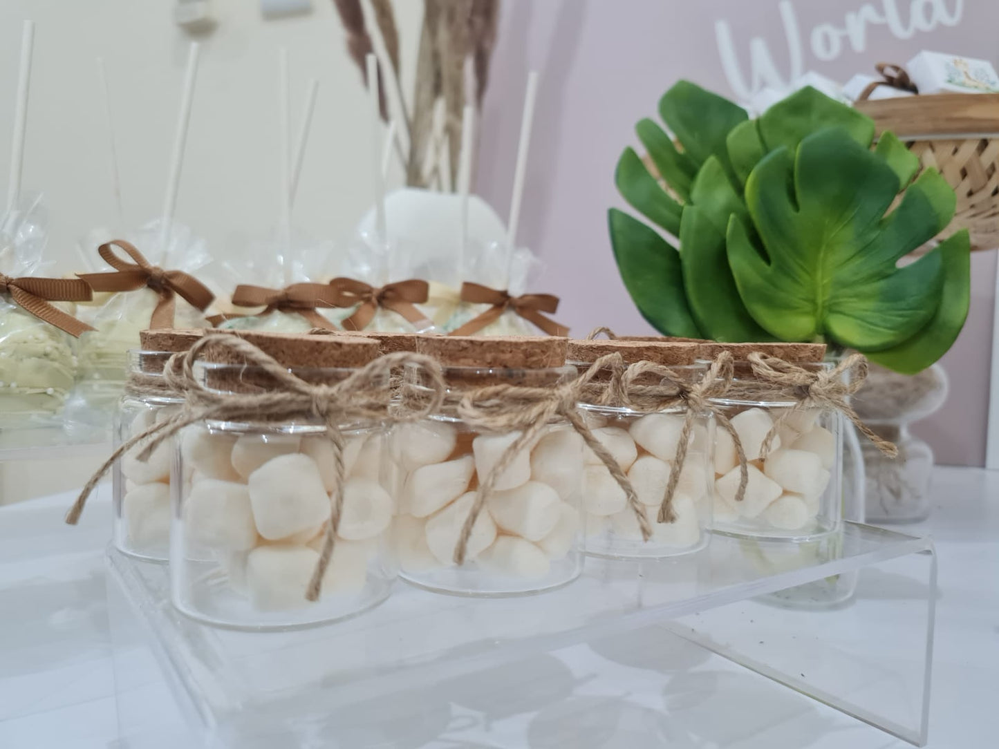 Giraffe Theme Newborn Chocolate setup- decorated jars