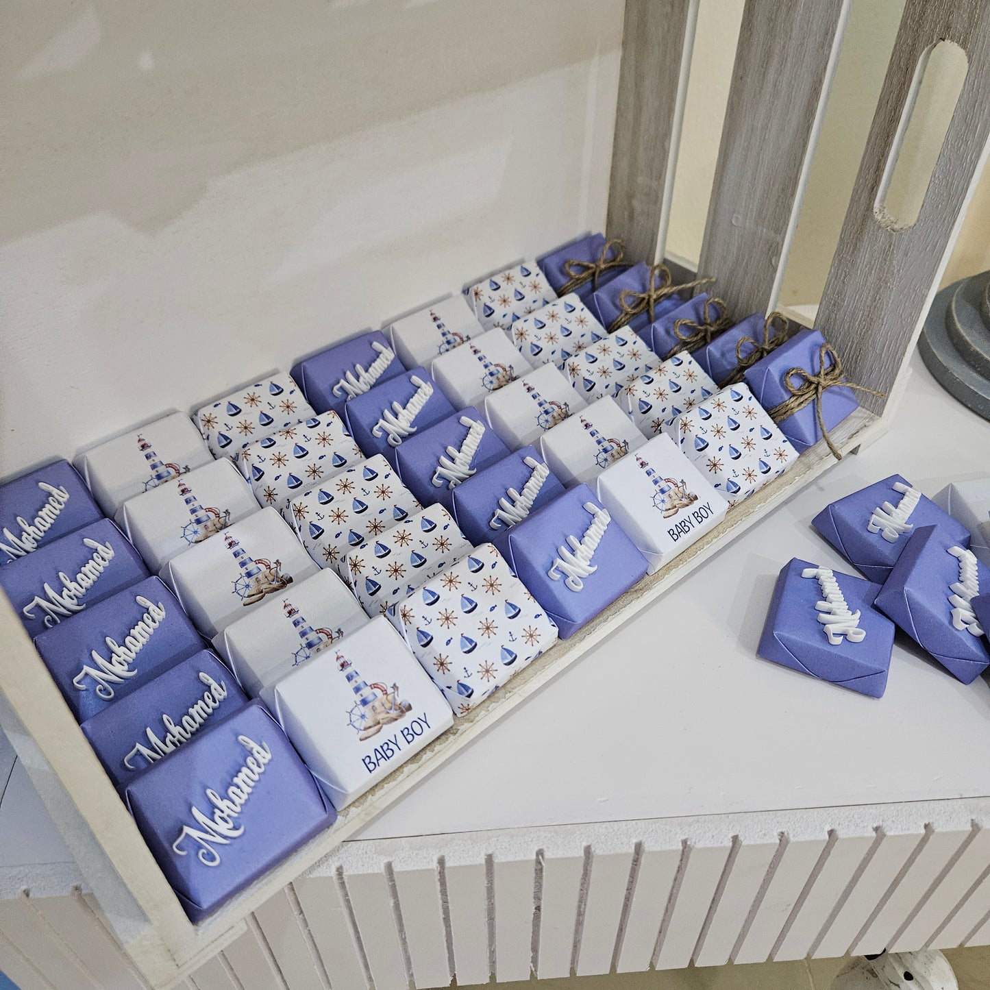 Marine Theme Newborn chocolate setup - Decorated chocolate