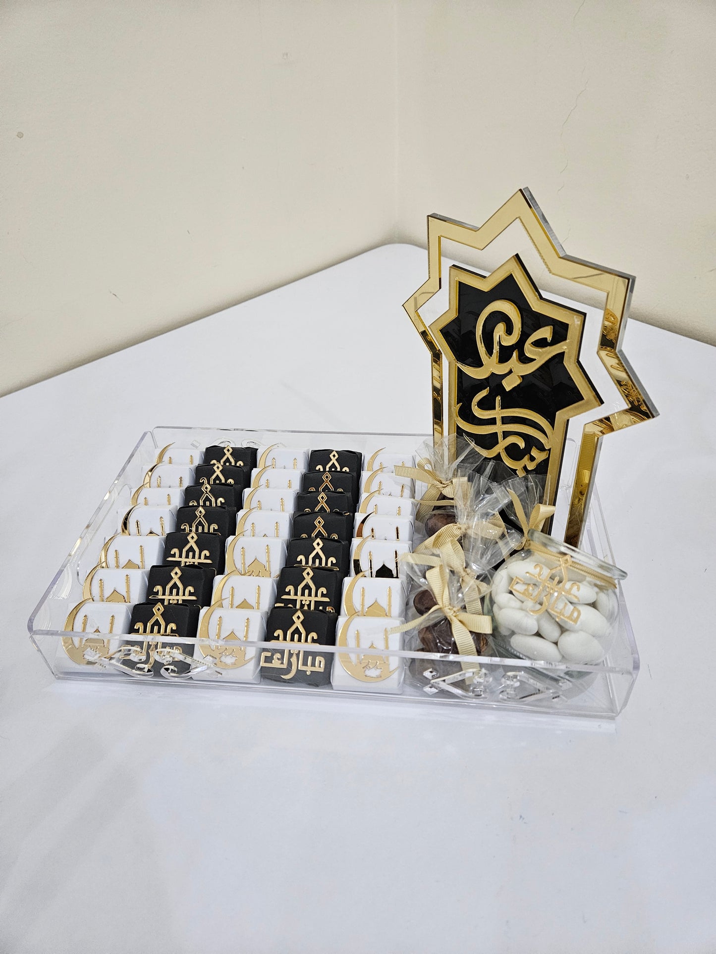 Elegant Eid Mubarak Plexi Chocolate Tray